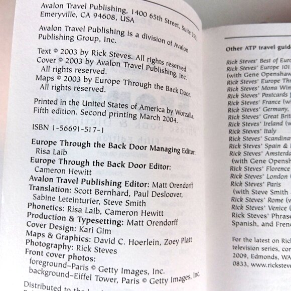 French-English Pocket Dictionary & Rick Steves French Phrases Both BooksLike New - Picture 16 of 16